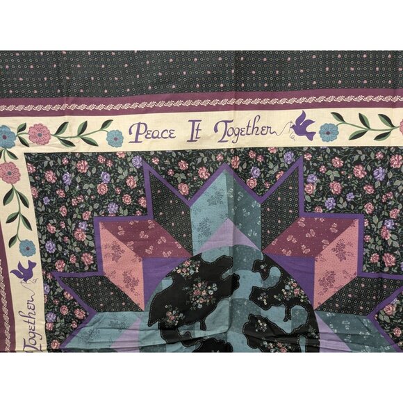 "PEACE IT TOGETHER" PATCHWORK QUILT TOP FABRIC PANEL 1 yd x 44" Peace on Earth - Picture 3 of 5
